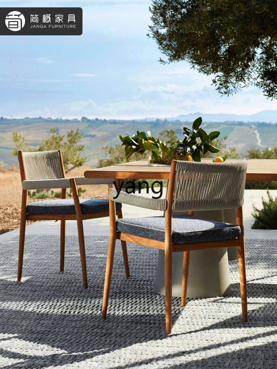 

LMM Outdoor Leisure Table and Chairs Teak Dining Table and Chairs Courtyard Outdoor Rattan Chair Long Table