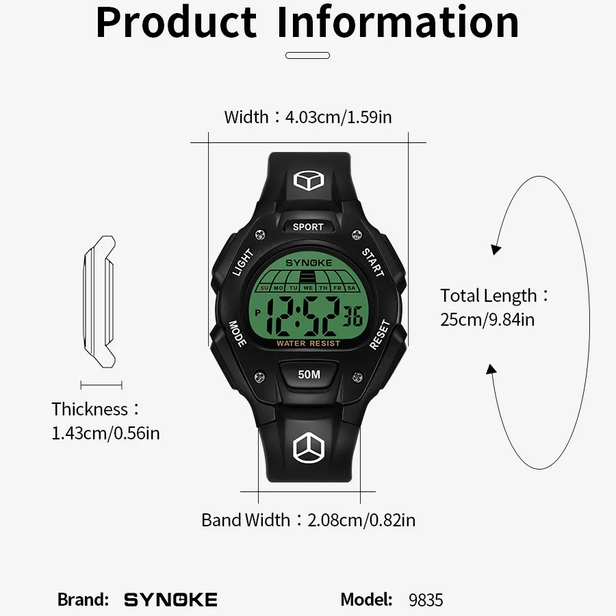 SYNOKE Children Watches Watch For Kids Sport Multifunction Sports Waterproof Luminous LED Digital Watch Boy Student Fashion