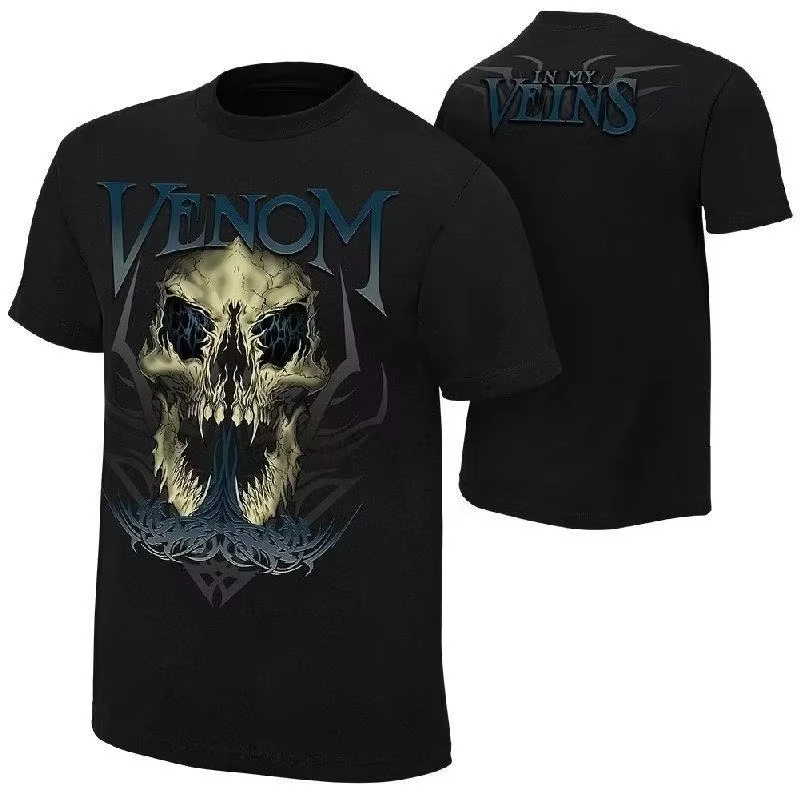 2026 Vintage Dark Skull Graphic Tee Kids Adults Gothic Aesthetic Venom Print Double Sided Short Sleeve Family Matching Top