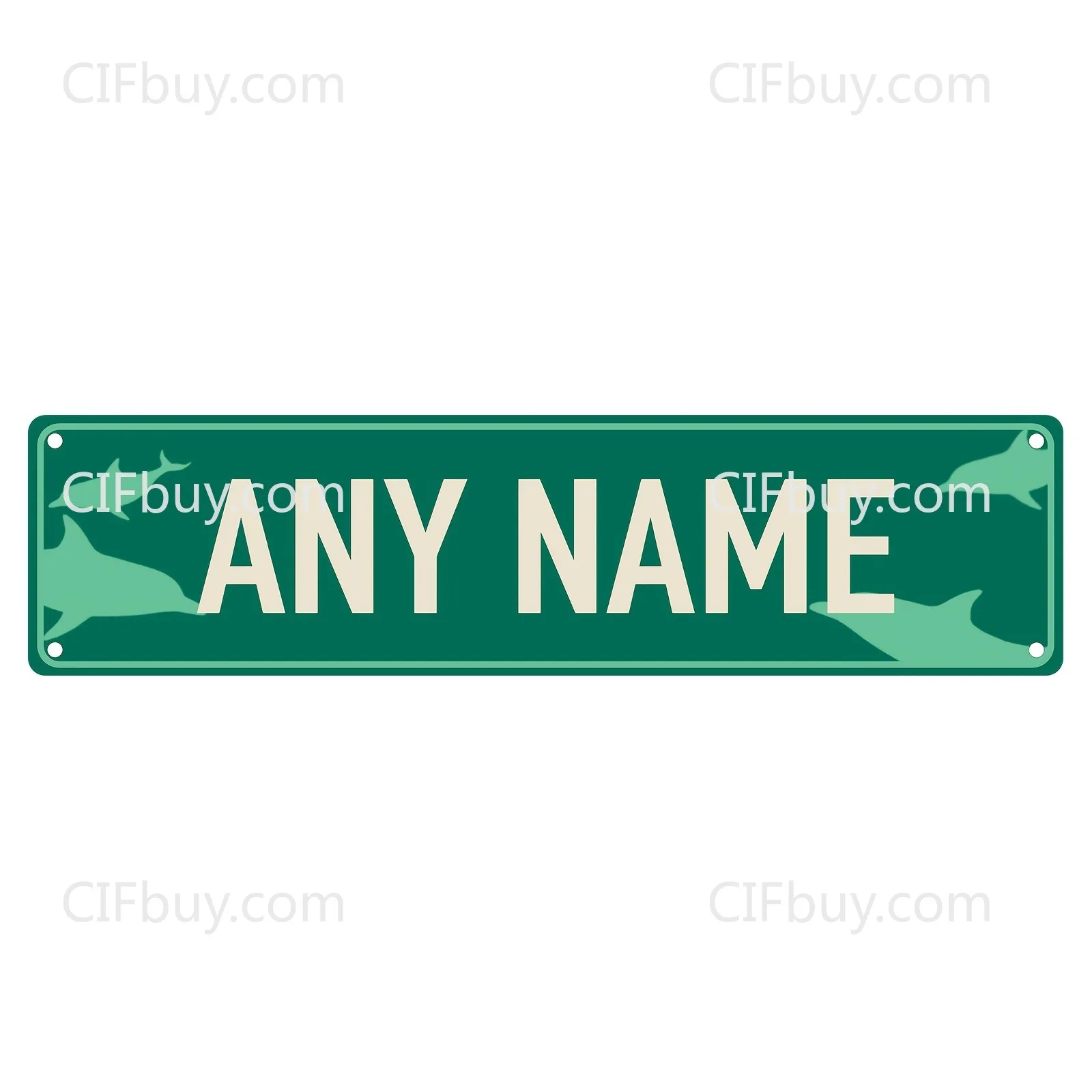 Personalized 2D Metal Dolphin Sign, Custom Logo 15.75x3.94in, Bar Cafe Foil Plaque, Home Wall Decor Only, Gift