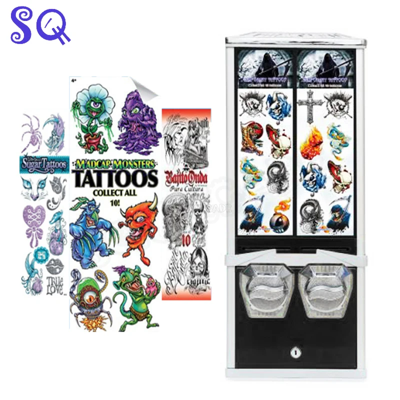 Mini Arcade GumBall Tattoo Stickers Toy Coin Collector Coin Acceptor Mechanism Vending Machine