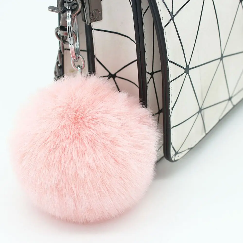 Simple Trendy DIY Pompom Fluffy Fur Jewelry Fashion Accessories Keychains Key Ring Key Chain