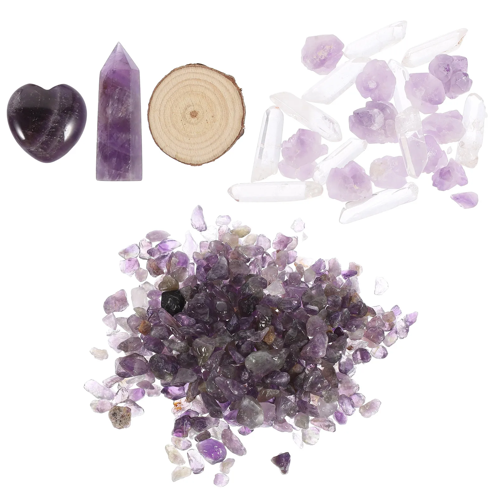 

Amethyst Crystal Stone Collections Rough Quartz Crystal Stone Set Ornament Decorative Home Garden Plant Pot Display
