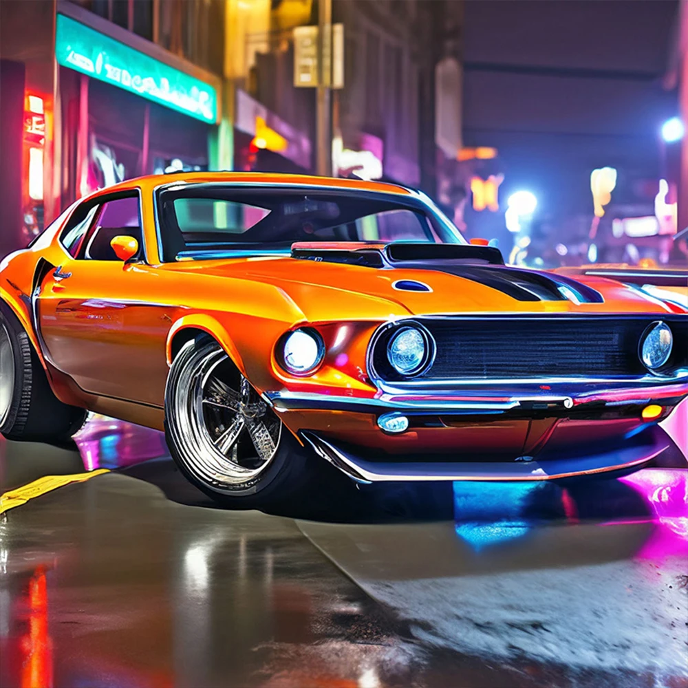 Juego de pintura de diamante 5D redondo completo, patrón de coche, bordado Sek, pintura de diamante DIY, regalo de decoración de pared del hogar