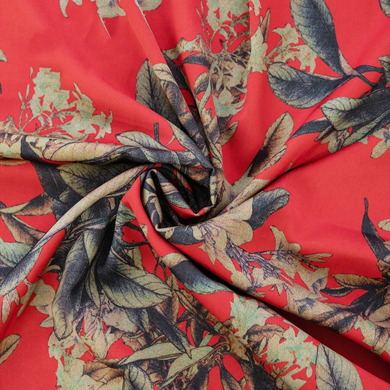 Simulated Silk Fabric Vintage Floral Printed Gambiered Canton Gauze Fabric for Sewing Clothes Dress per Half Meter