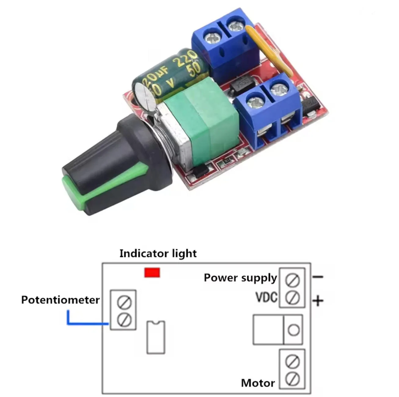 Mini DC Motor PWM Speed Controller Module 3V 6V 12V 24V 35VDC 90W 5A DC Motor Speed Regulator Control Switch LED Dimmer