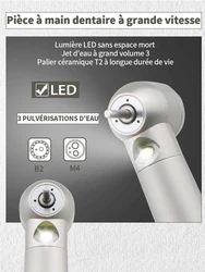 หัวกรอฟัน LED ความเร็วสูงหมุนสูง3สเปรย์น้ำแร่ระบายความร้อนเร็วแบริ่งเซรามิกเสียงรบกวนต่ำหัวกังหันเครื่องมือทันตกรรม