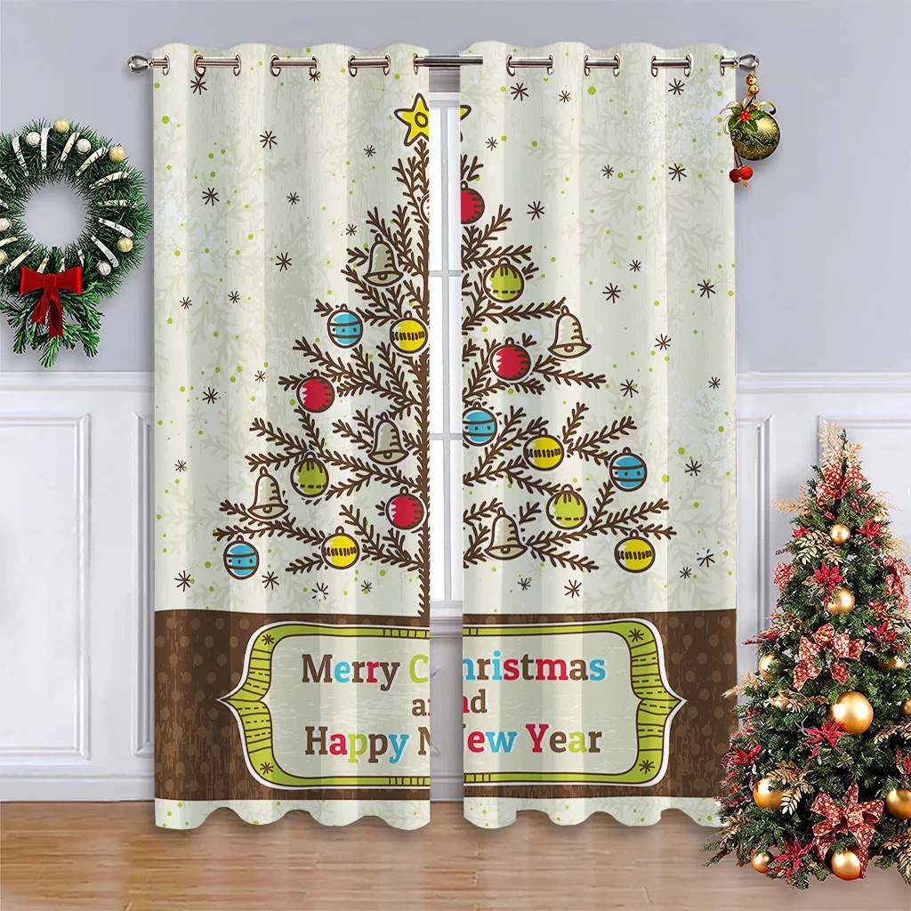 2023 Christmas Curtains for Living Room Sunshade Curtains for The Bedroom Aesthetic Decoration Snowflake drapes Para La Sala