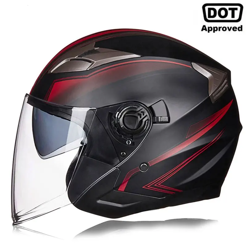 Motorcycle Helmet Half Face Double Lens Cool Casco Moto Four Seasons Men Women Street Fashion Helmet Capacete De Moto Safety DOT