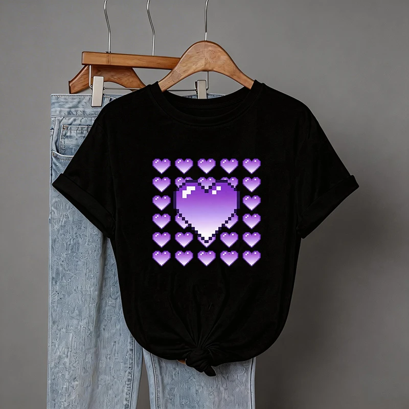 Y2k-Style Bedrucktes T-Shirt für Frühling und Sommer Lässiger O-Ausschnitt Kurzarm-T-Shirt Damen-T-Shirt Kleidung für Frauen