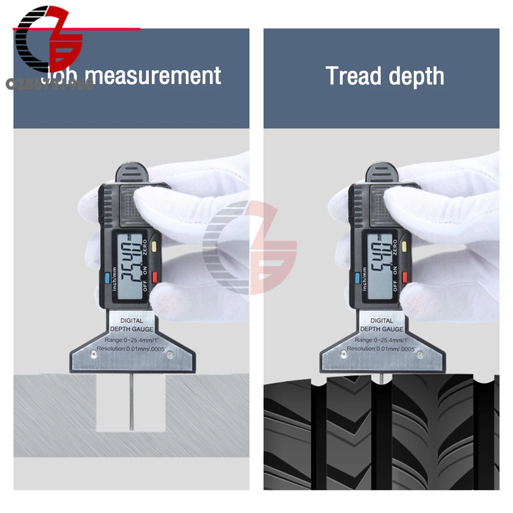 Electronic Digital Depth Gauge Snap Depth Inch Metric Fractions Tire Tread Gage Digital Altimeter Micrometer Car Ruler 0-25mm