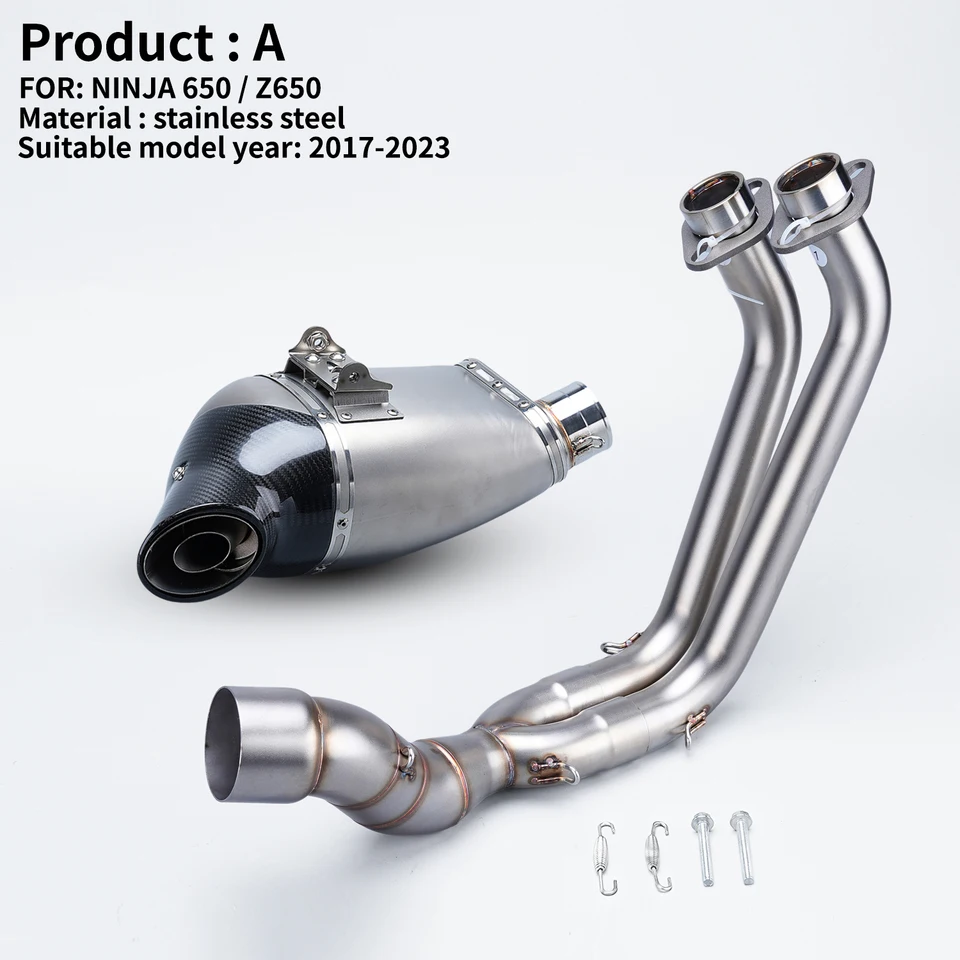 STLF 2017-2023 AK Motorcycle Exhaust System for Ninja650 Versys650 Z650 Full Underbody Stainless Steel Front Link Alloy Steel 51
