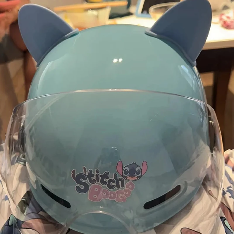 Cartoon Disney Stitch  Helmet Electric Car Sunscreen Helmet 3c Certification Half Helmet Cute Children'S Adult Helmet