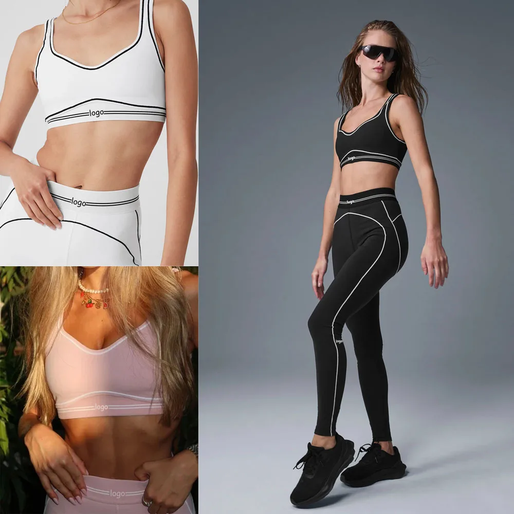 Sports Set Air Brush High-Waist Heart Throb Legging Tight Fitting Yoga Sports Bra for Women Slimming Elastic Fitness Running Set