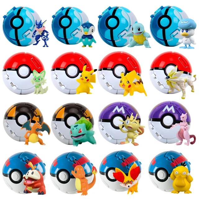 Pokemon rysunek Pokeball figurki Anime kreskówki Pikachu Charizard Squirtle kieszonkowy potwór Pet Anime Model akcji zabawka dla dzieci prezent