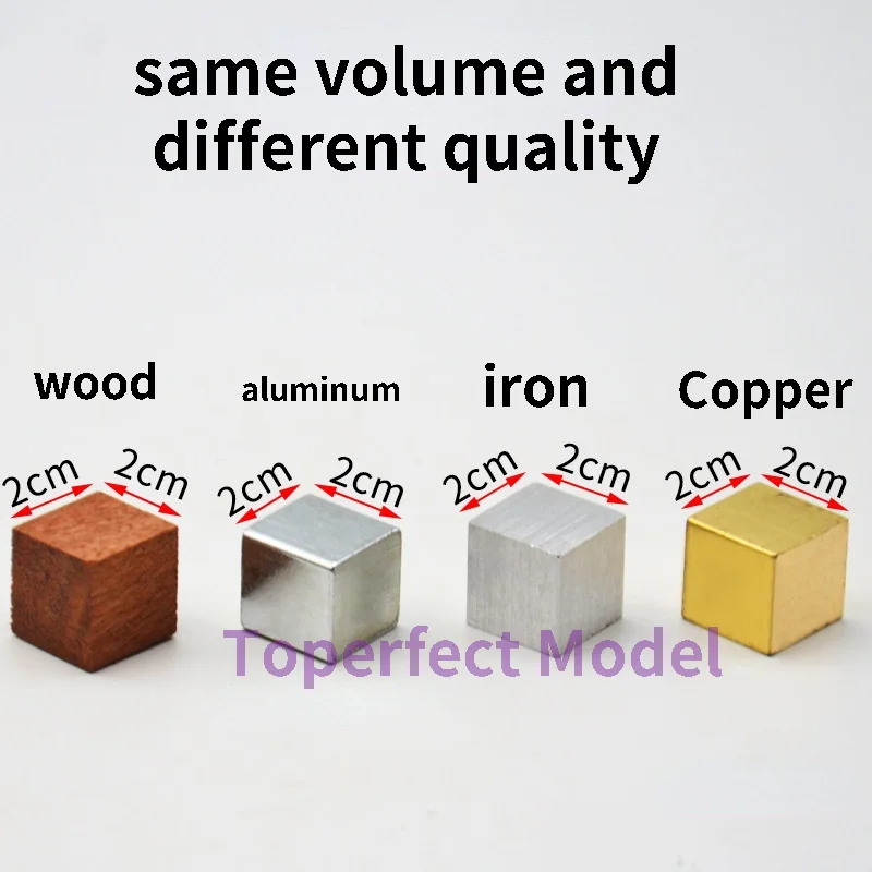 Same Volume and Different Density Quality 2cm Cube Group Copper Iron Aluminum Wood Physics Experiment Equipment School Teaching