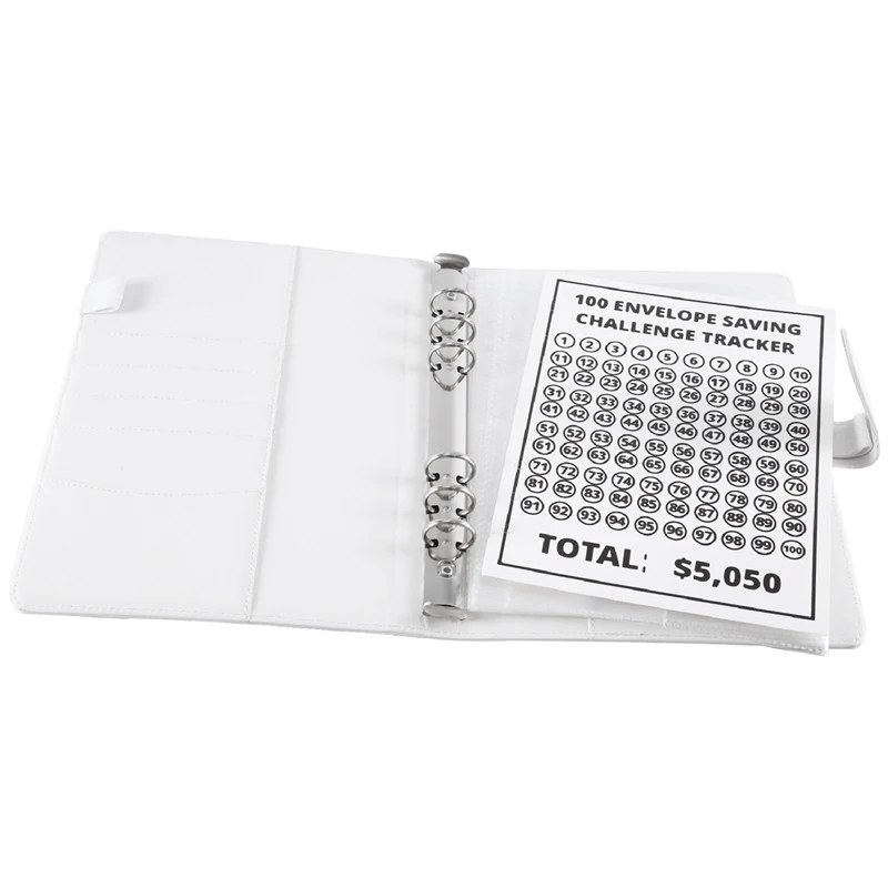 100 Envelope Challenge Binder Savings Challenges Binder Easy And Fun Way To Savemoney (White)