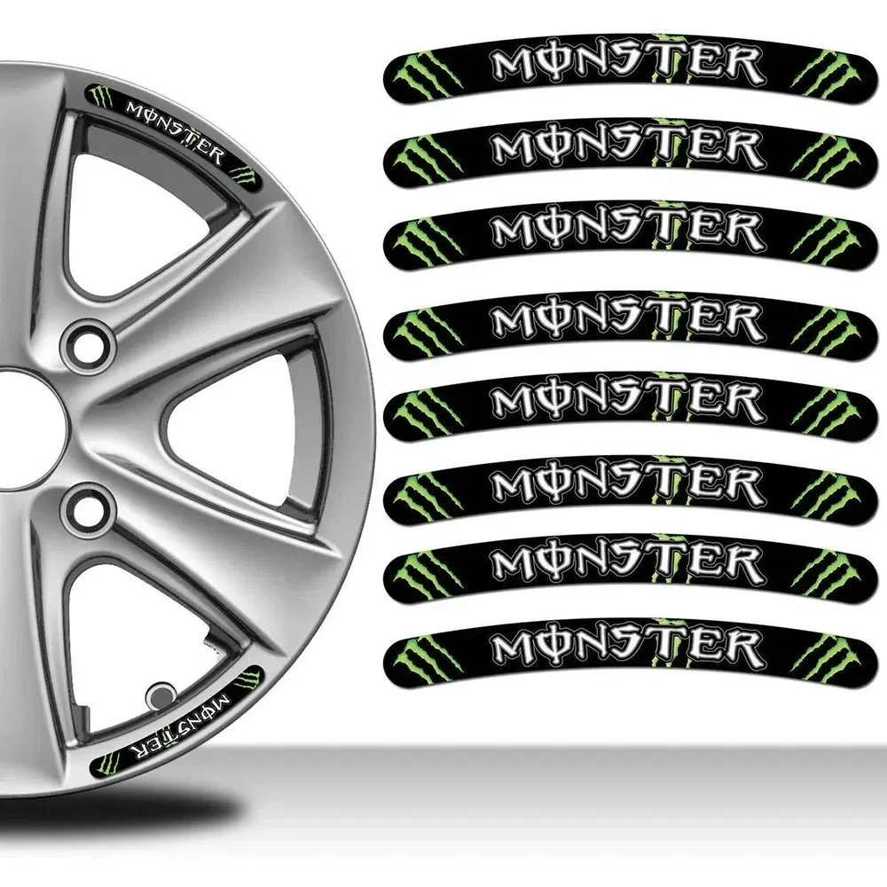 Monster Energy Car Wheel Stickers 13-19 Inch Universal Motorcycle Tire Modification Waterproof Drip Glue Decorative Stickers