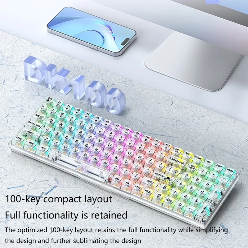 

Clear Mechanical Keyboards Wireless Mechanical Keyboards Wireless/BT5.0 /Wire 3Modes Connection Interchangeables Key