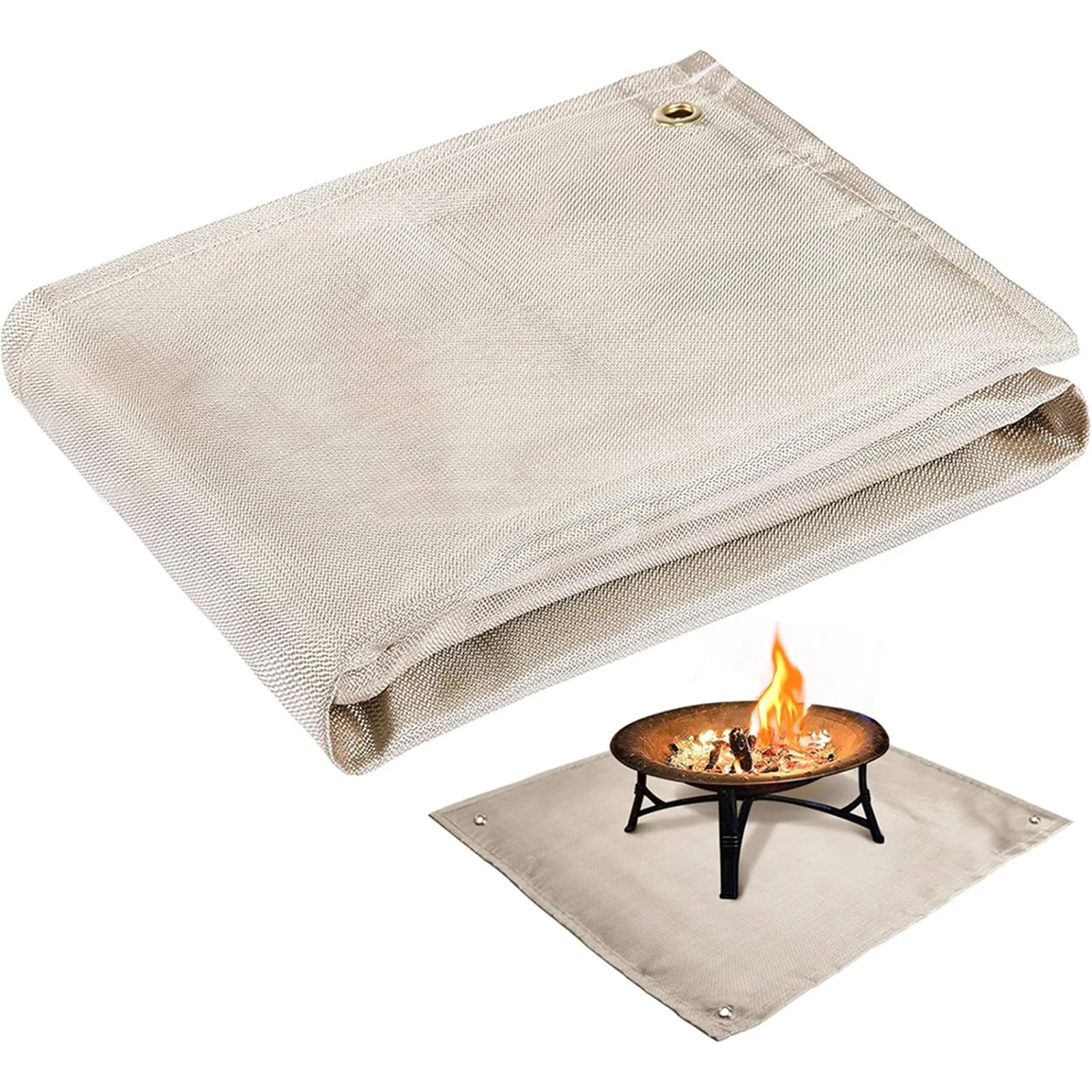 Heat Resistant Fiberglass Fireproof Mat 39.4x39.4 Inch Gold Blanket For Outdoor Camping BBQ Grill Wood Deck Floor Safety