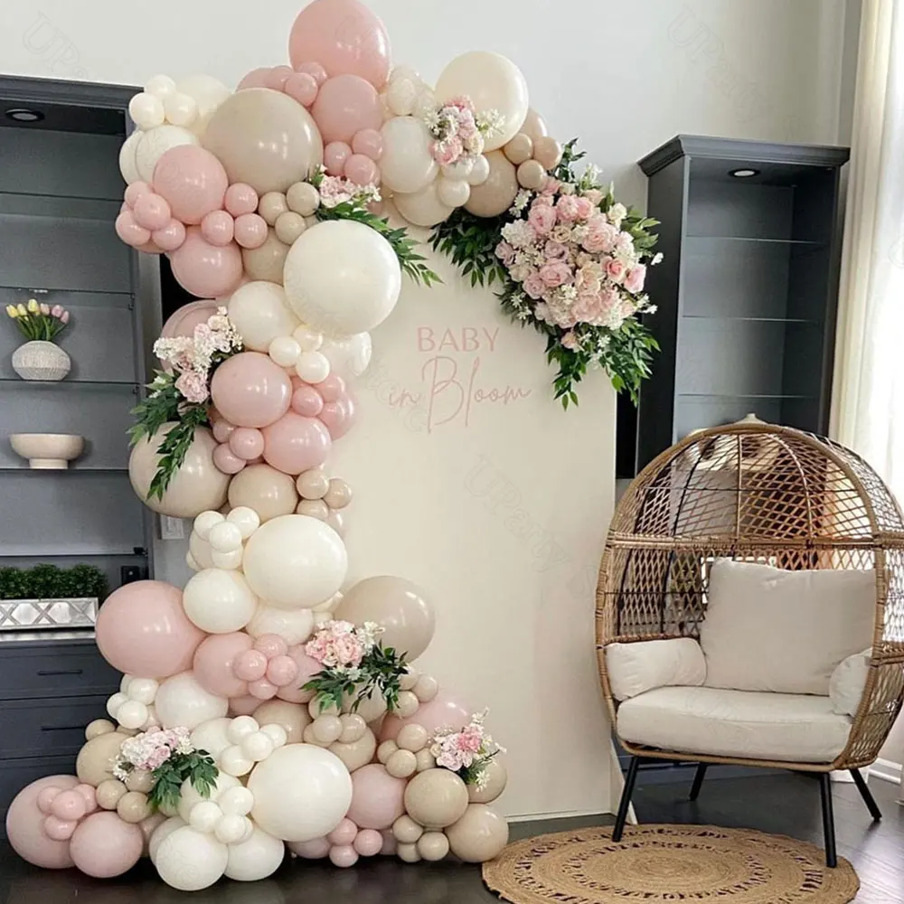 Boho Dusty Pink Balloons Arch Kit Ivory White Sand Dusty Pink Balloons Garland for Birthday Bridal Baby Shower Wedding Decoratio