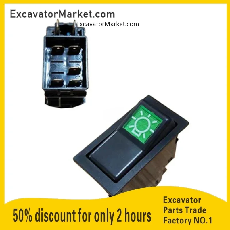 

Closed Ac220v140-2 Modified Water Spray Headlight Rocker Switch Fog Lamp Headlight Turn Double Flashin Excavator Parts