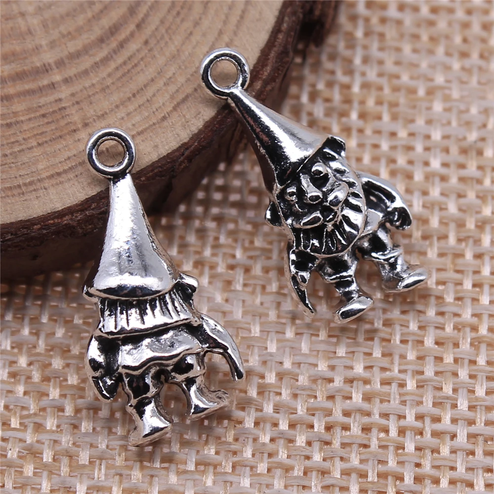 WYSIWYG 10pcs 23x10mm Antique Silver Color Santa Claus Charms Pendant For Jewelry Making DIY Jewelry Findings