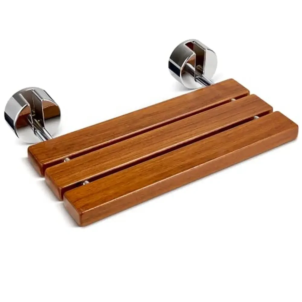 Teak Foldable Shower Bench Wall Mounted 400 lbs Capacity Medical Seat