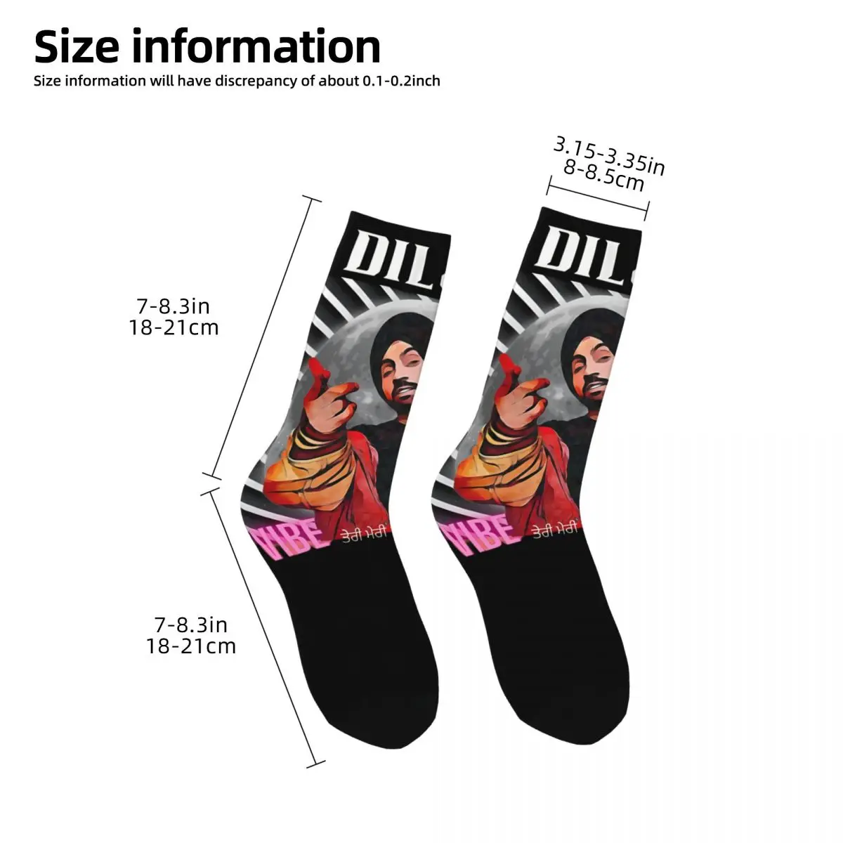 Divertenti calzini a compressione da uomo felici incredibili Retro Harajuku Diljit Dosanjh Street Style novità Casual Crew Crazy Sock stampato