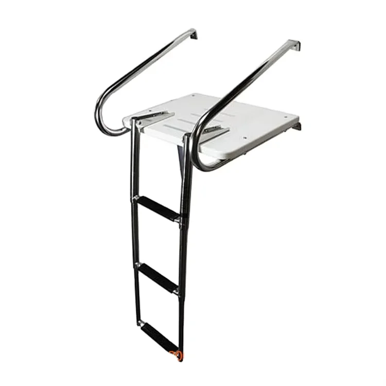 

Marine Accessories Swimming Pool Step Ladder With Platform Stainless Steel Folding Ladder For Boat Yacht