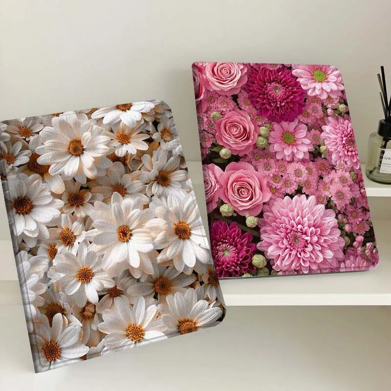 

White Daisy Flower Pattern Tablet Case For Samsung Tab Galaxy S6 S11 A A7 A8 A9 A11 10.1 10.4 10.5 Plus Lite Gift