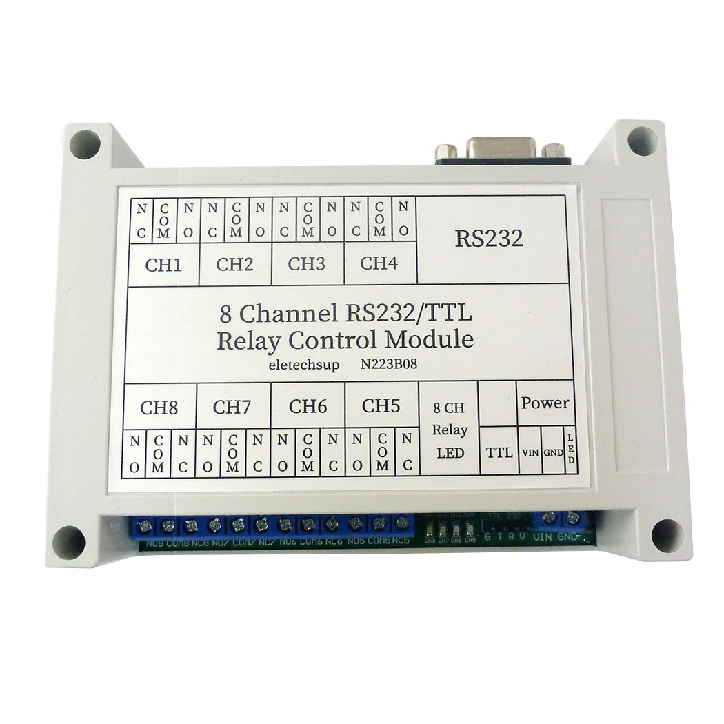 2 IN 1 RS232 TTL232 Serial Relay Module DC12V 8CH DB9 Serial Port Switch Board for Industrial PLC Automation Control System