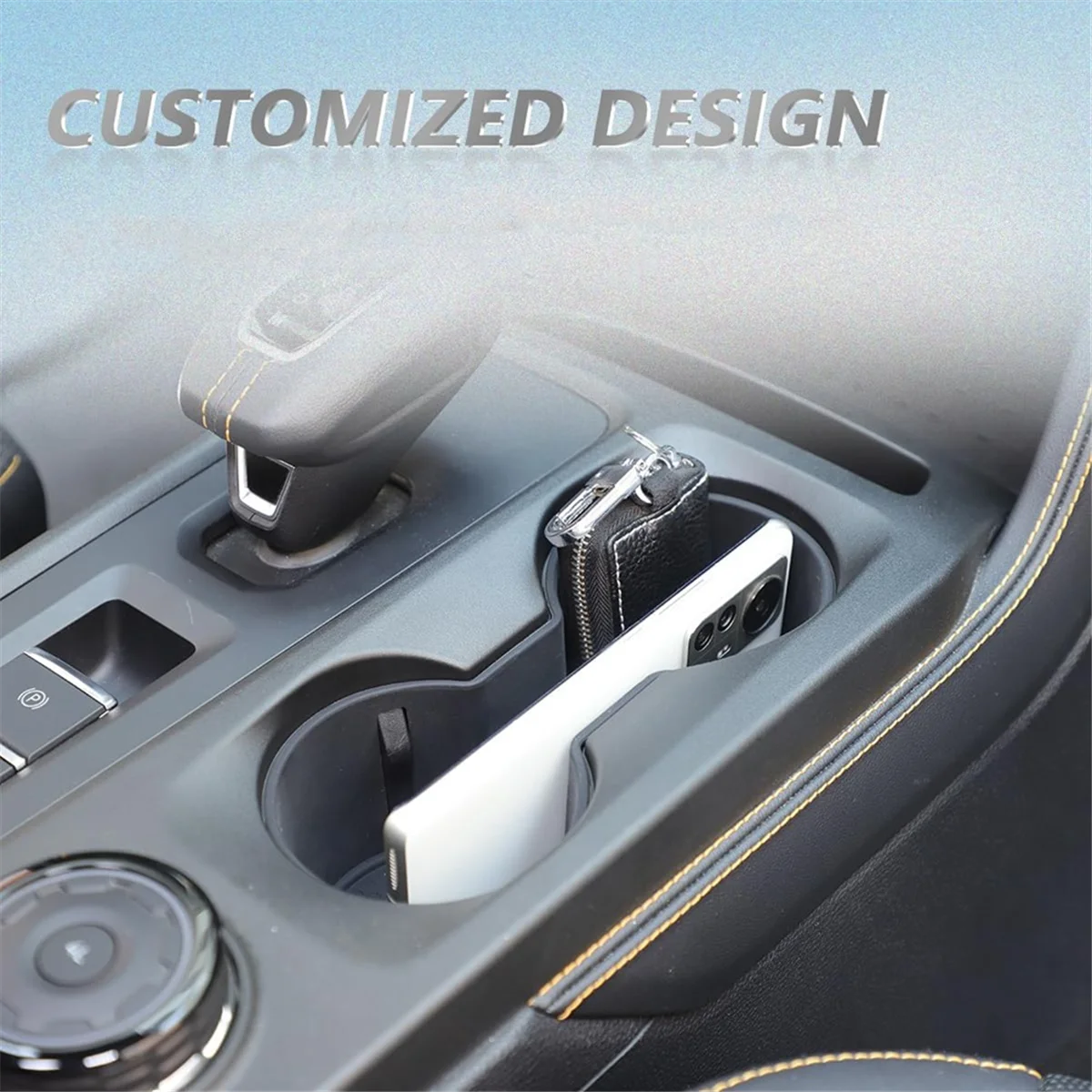 For Ford Ranger 2023 2024 Silicone Center Console Water Cup Holder Insert Interior Accessories