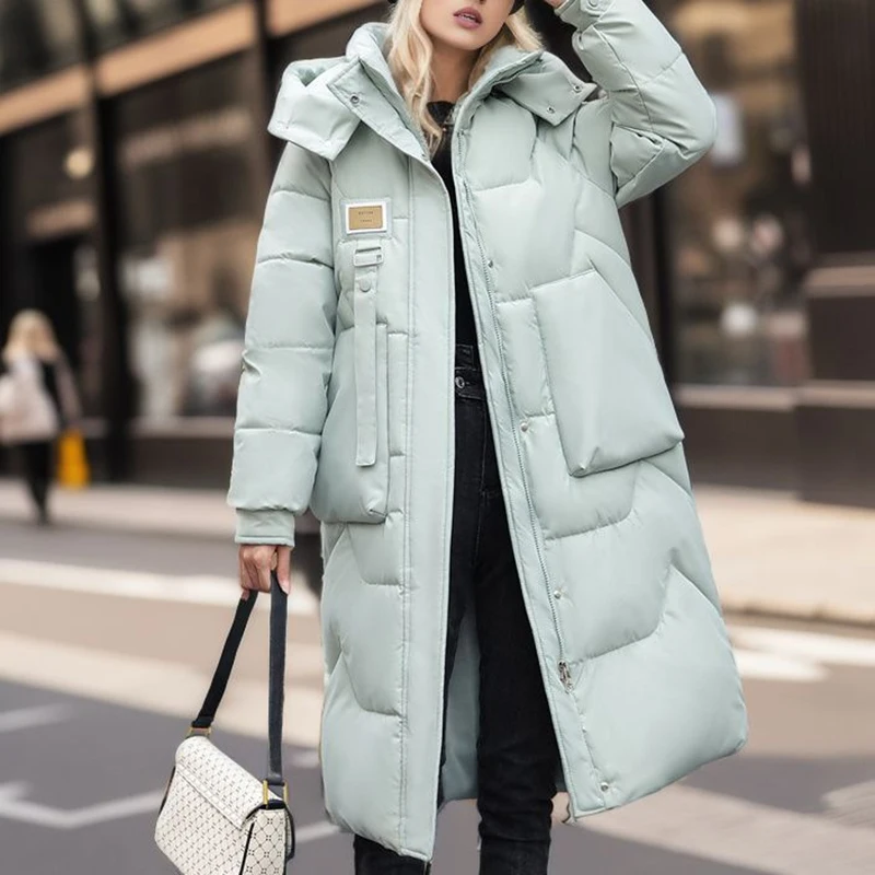 Parkas cálidas y gruesas para mujer, abrigos elegantes de manga larga con capucha y bolsillo, de Color sólido, informales, a la moda, otoño e invierno, 2023