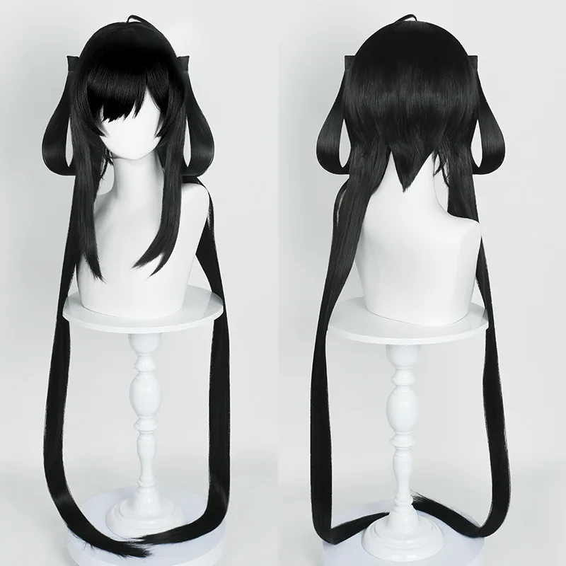 Parrucca cosplay della pelle originale Honor Of Kings Sun Shangxiang Parrucca realistica per capelli in stile diviso nero con parte superiore del cuoio capelluto