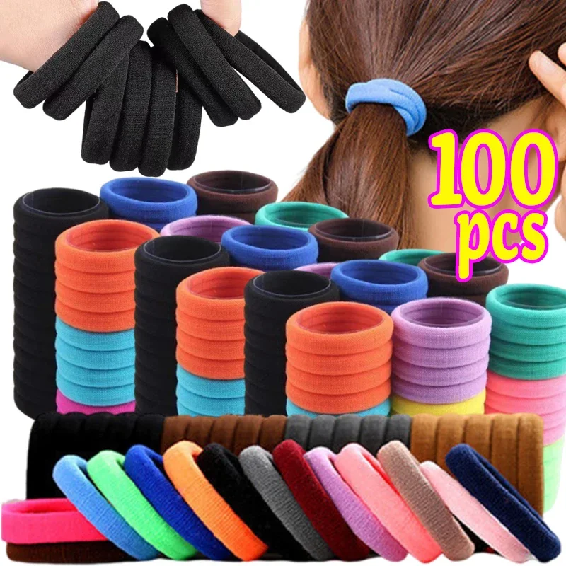 50/100Pcs Fashion High Elastic Hair Bands for Women Girls Black Hairband Rubber Ties Ponytail Holder Scrunchies Hair Accessories