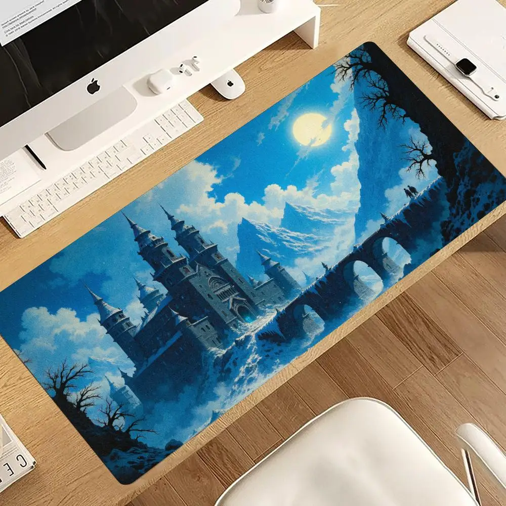 Winter Snow Mountain Castle Mousepad Pc Gaming Mouse Pads Laptop Desk Mats Office Decor Carpet Big Mousepepad Rug Keyboard Mat