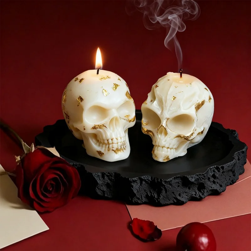 1 PCS Alien Skull Head Silicone Mold 3D Halloween Skeleton Candle Molds Creative Chocolate Ice Cake Decor Handmade Baking Mould