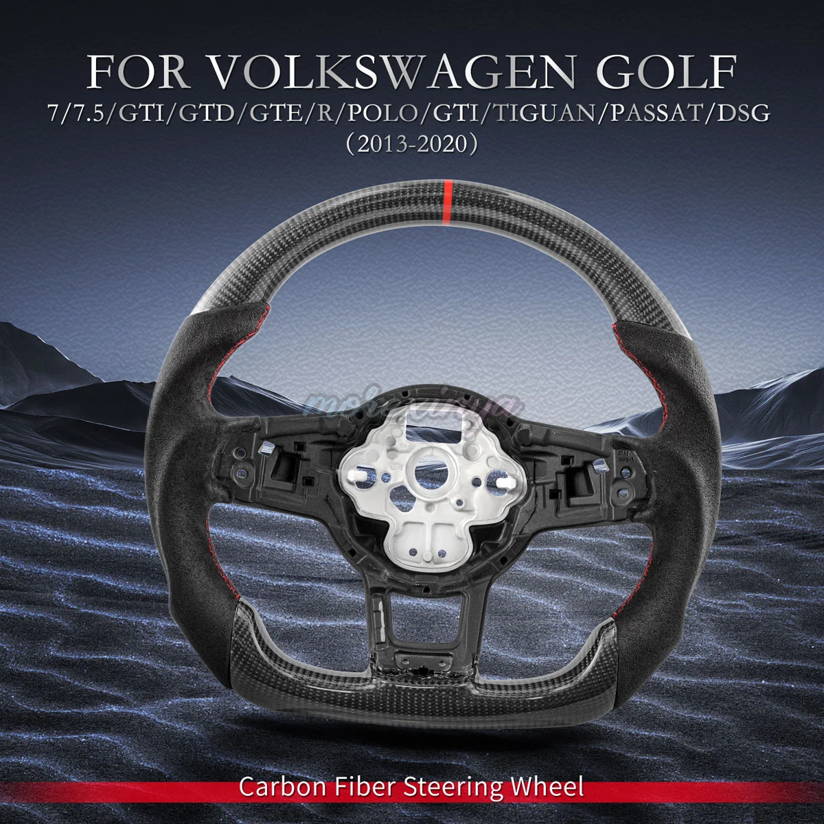 💘 عجلة قيادة من ألياف الكربون لسيارة فولكس فاجن جولف GTI MK7 2015-2019 مقابض الكانتارا #2