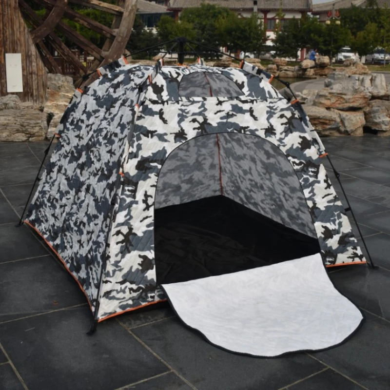 Automatic Winter Ice Fishing Tent 3-4 Person Cotton Thickening Snow Fishing House Outdoor Camping Windproof Keep Warm Beach Tent