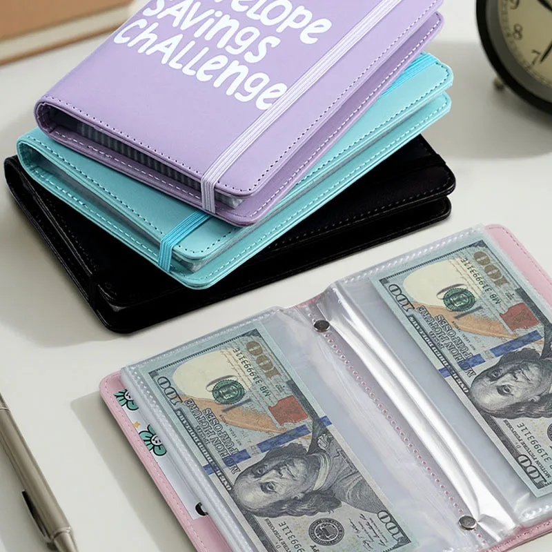 100 Envelope Challenge Savings Binder A6 PU Leather Cash Budget Planner With 100 Envelopes Financial Saving Organizer