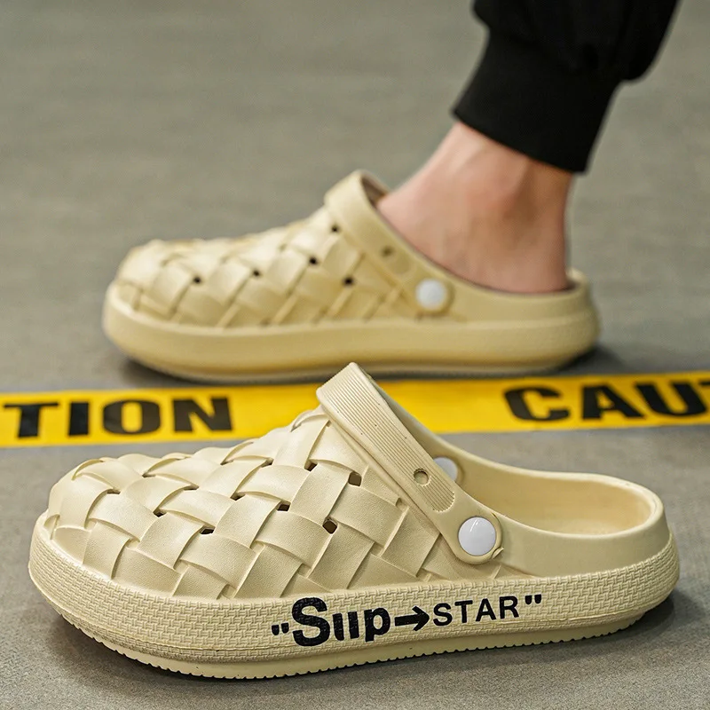 Cave shoes summer new stepping on shit feeling couple dual-purpose cool slippers outdoor high-end woven EVA beach sandals