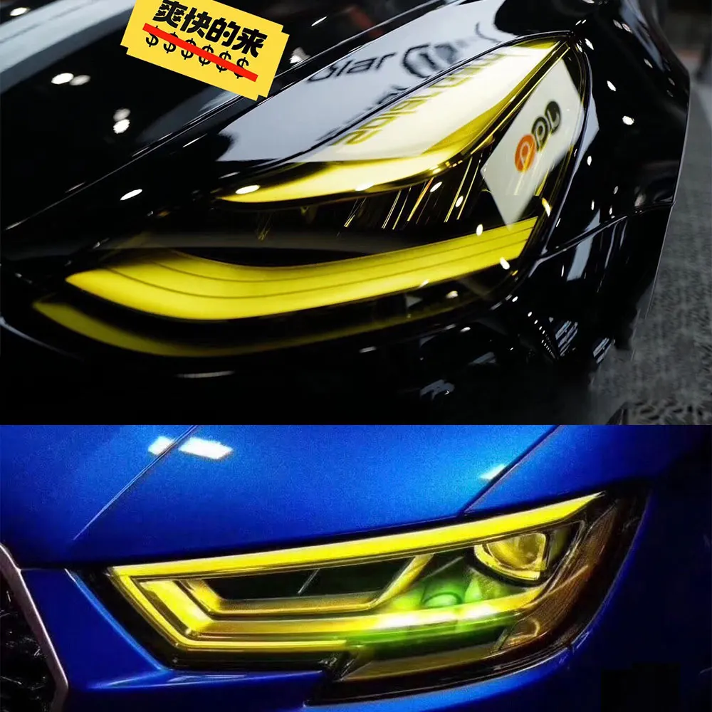 Wholesale Car Headlight Protection Film tph Wrap Yellow PPF Car Lamp LED Tail light smoke black Protectiver Stickers tint 10m