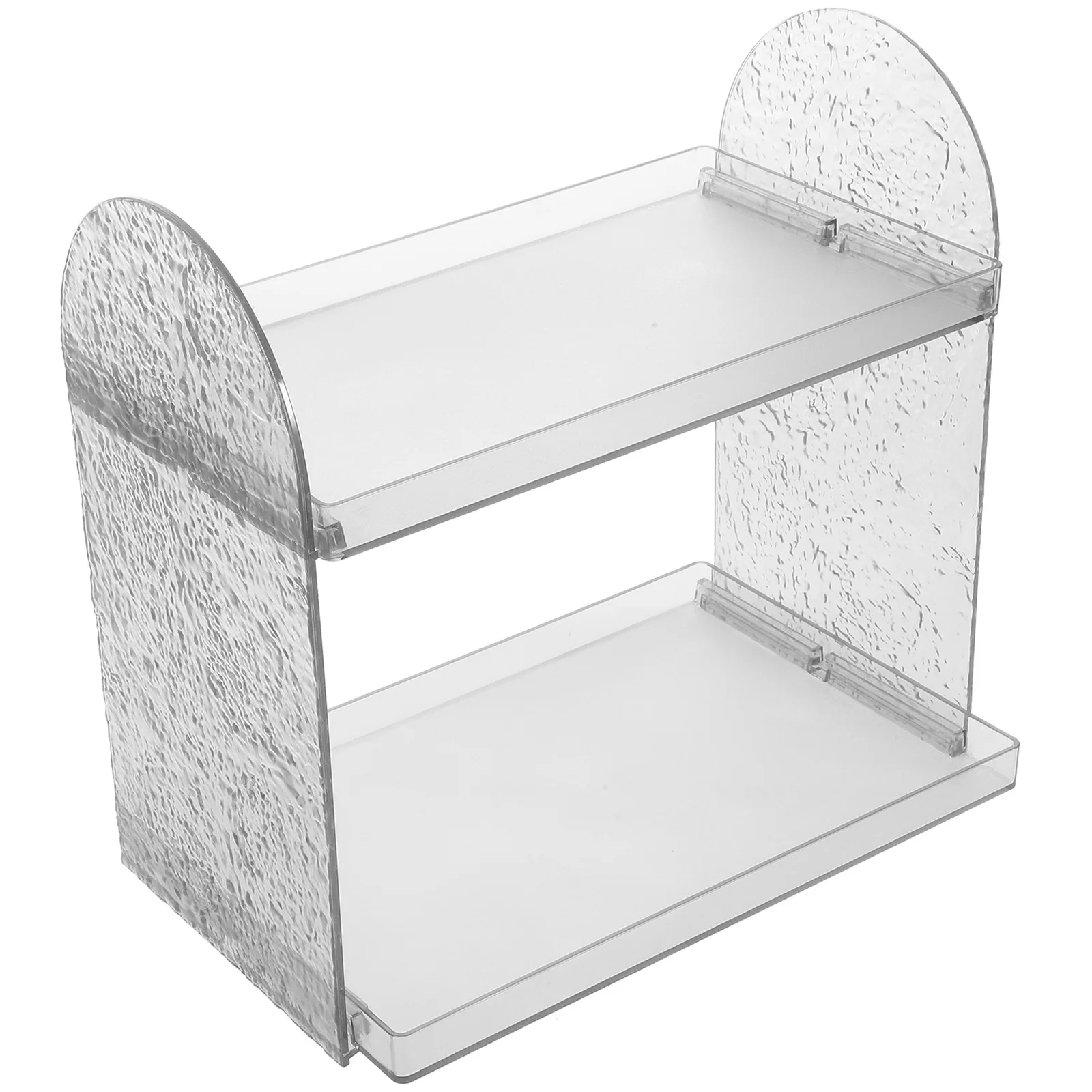 

Glacier Pattern Organizer Clear Makeup Storage Rack Double Tier Countertop Display Case Lipstick Holder Skincare