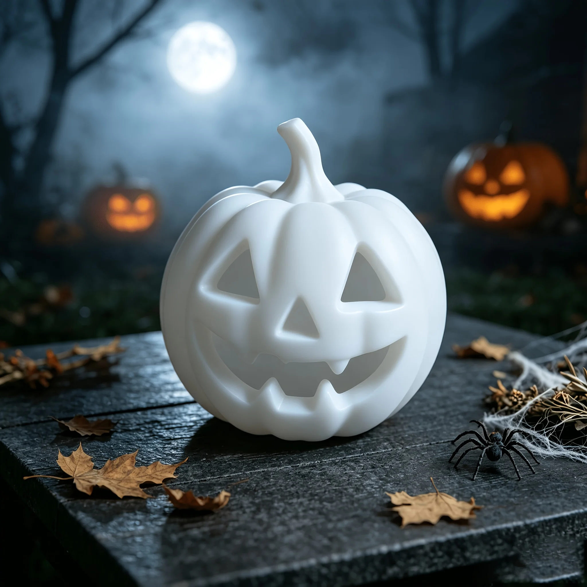Black & White Hollow Jack O Lantern Pumpkin Figurine, Halloween Cutout Face Statue Tabletop Home Party Decor Ornament Gift