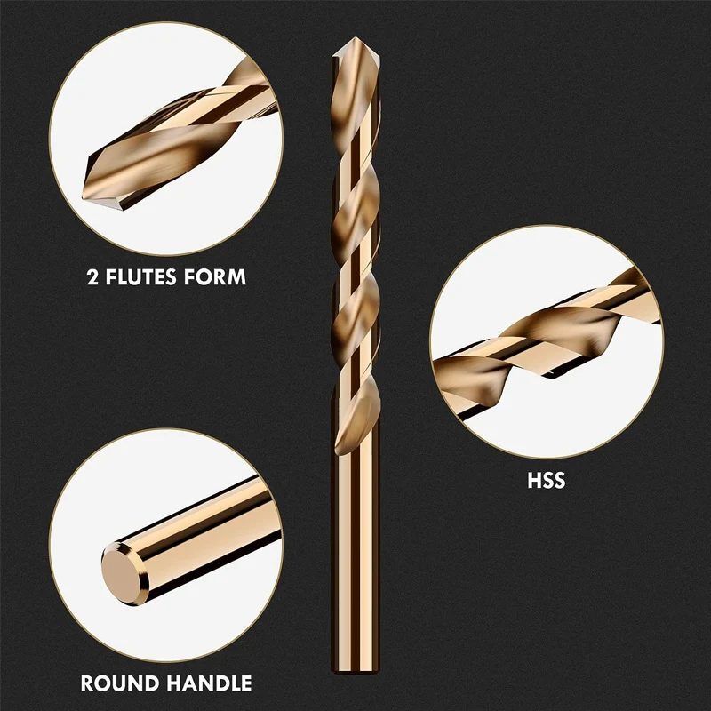 10Pcs Titanium Drill Bit Set HSS Drill Bit Tool for Stainless Steel Iron Wood Plastic Metal Copper Alloy Woodworking Hole Opener