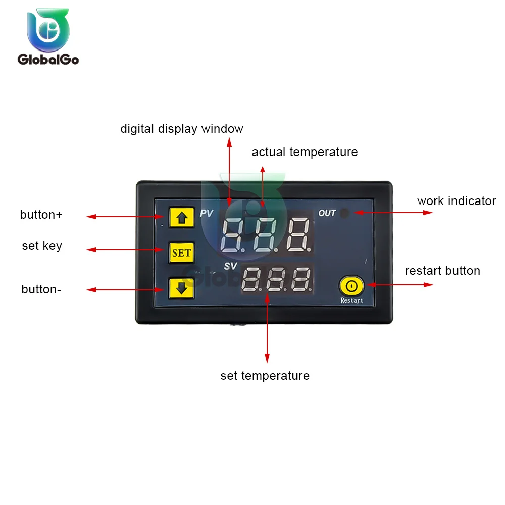 W3230 Mini Digital Temperature Controller 12V 24V 220V Thermostat Regulator Heating Cooling Control Thermoregulator With Sensor