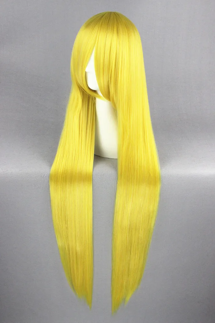 Xiu Dan Uniwersalna Długa Prosta Peruka Cosplay 100cm Cytrynowożółta 035S