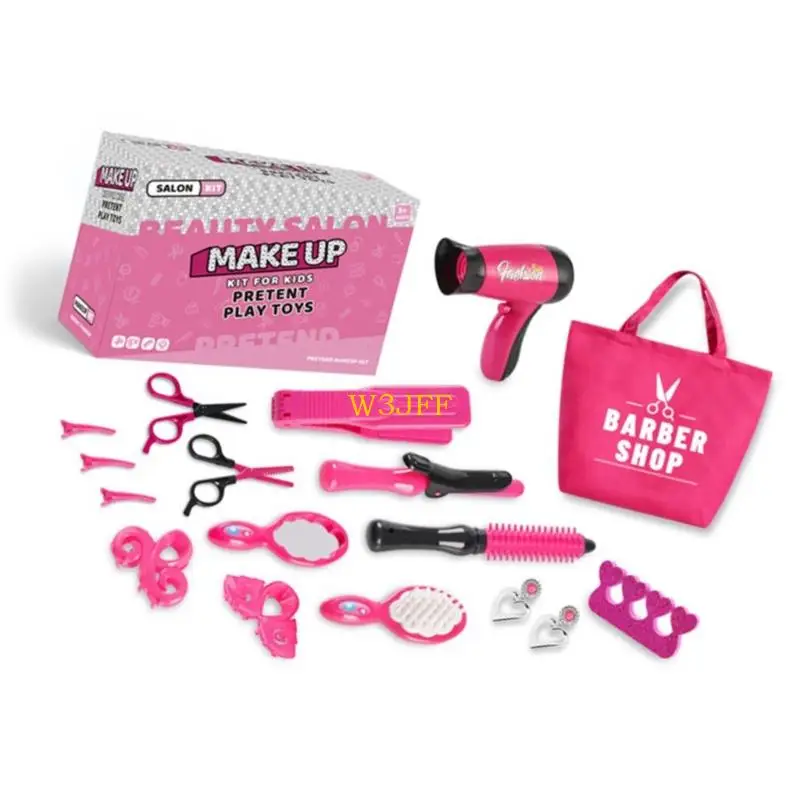 W3JF Creative Roleplaying Game Set Kits à outils salon coiffure avec jouet d'activité curler à cheveux