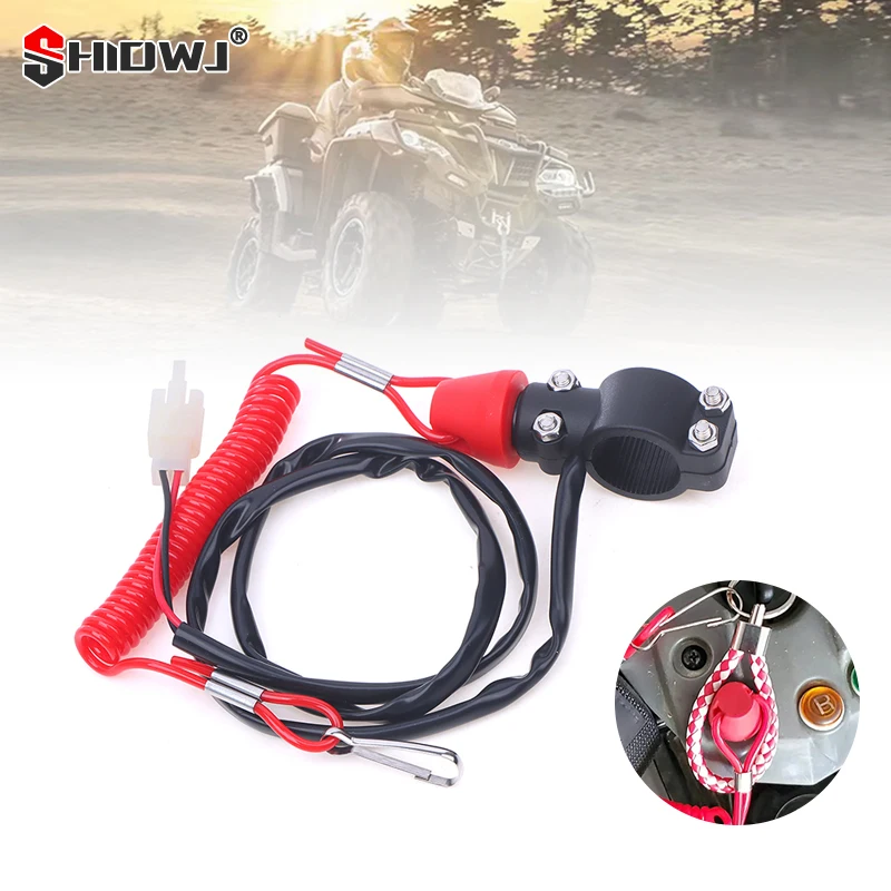 

1Pc Motorcycle Kill Stop Switch & Safety Tether Cord For 22mm Handlebar Scooter Motorcycle Universal